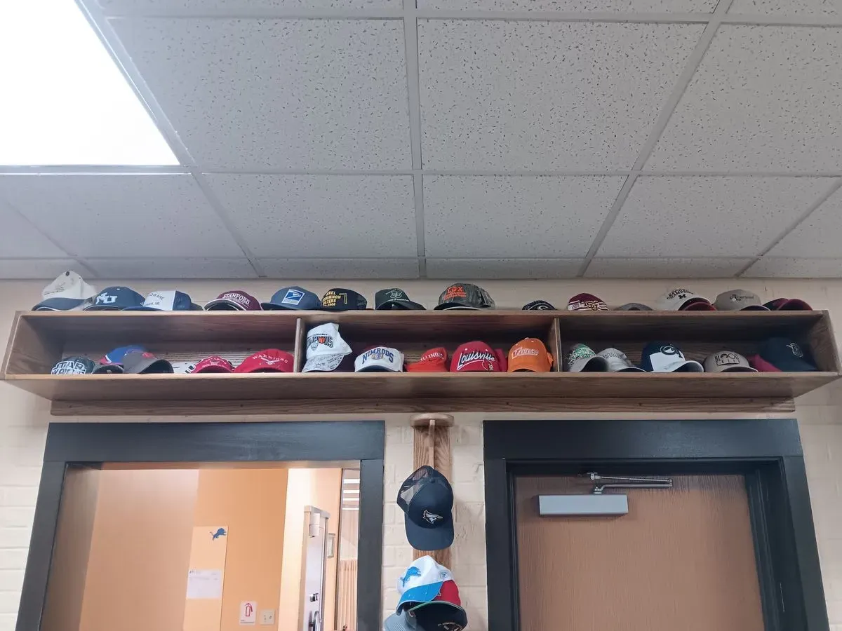Local sports team hats donated by Mountain Town Rehab patients